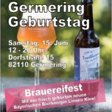 Plakat für das Brauereifest zum Brauhaus Germering Geburtstag am 15. Juni 2024 von 12-20 Uhr im Brauhaus