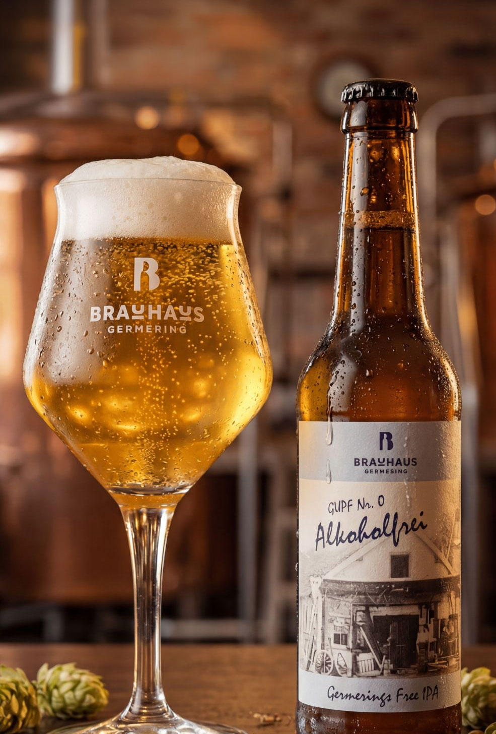 biervielfalt-gupf-0-alkoholfreies-germeringer Alkoholfreies Bier vom Brauhaus Germering, stilvoll serviert im Brauhaus Germering Bierglas.