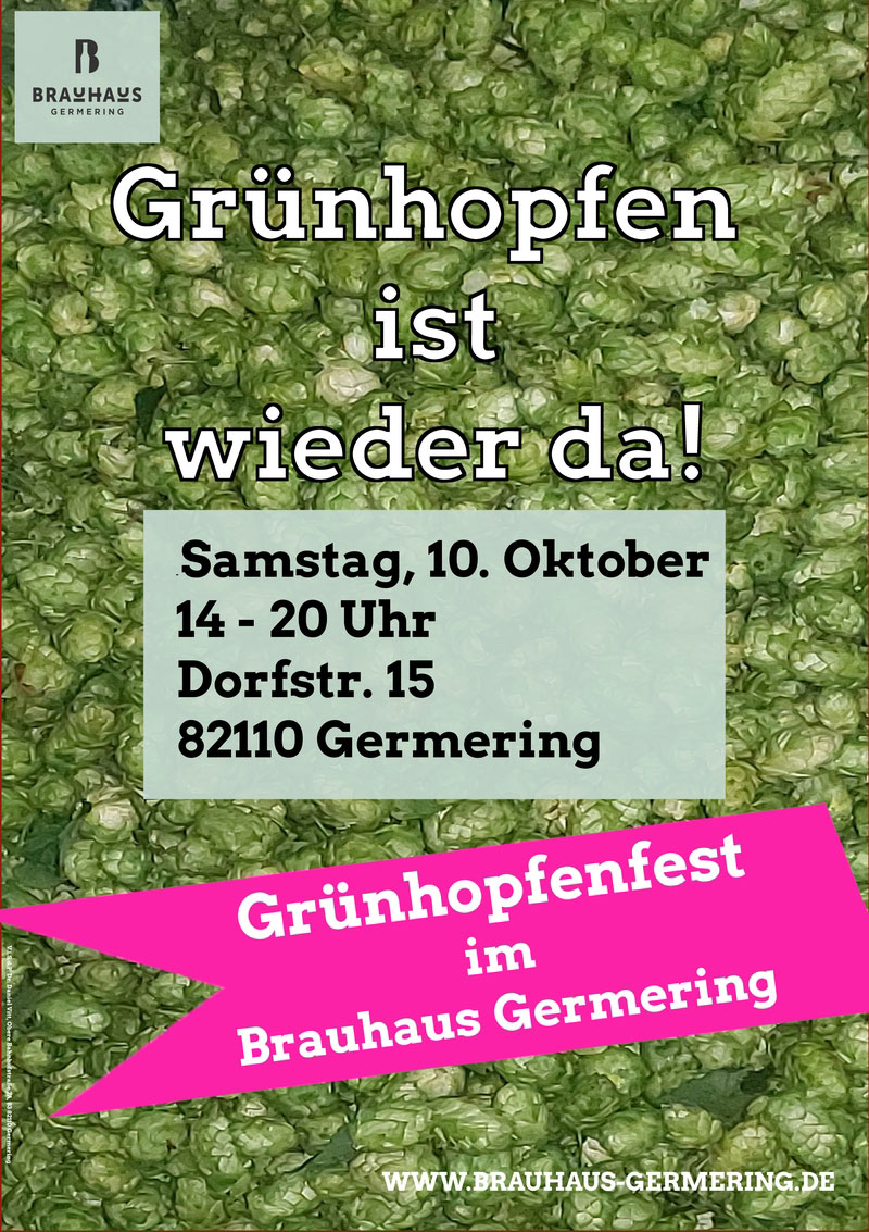 Grünhopfenfest im Brauhaus Germering, am 10. Oktober 2026